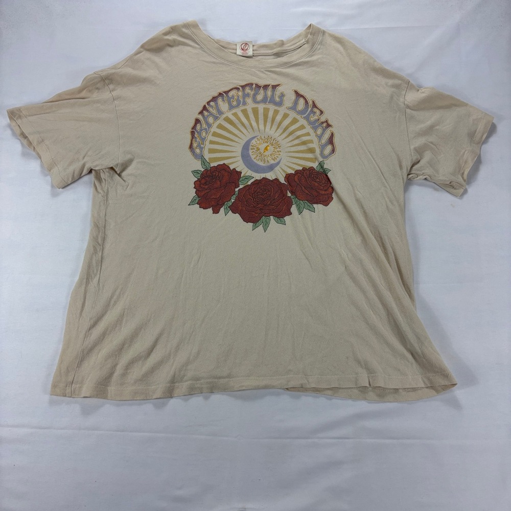 Grateful Dead Sun Roses Graphic Band T Shirt Mens M Tan‎ AE Band Tee